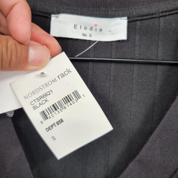 New Elodie Women Black Button Down Cropped Knit Long Sleeve Cardigan Small - Picture 4 of 10